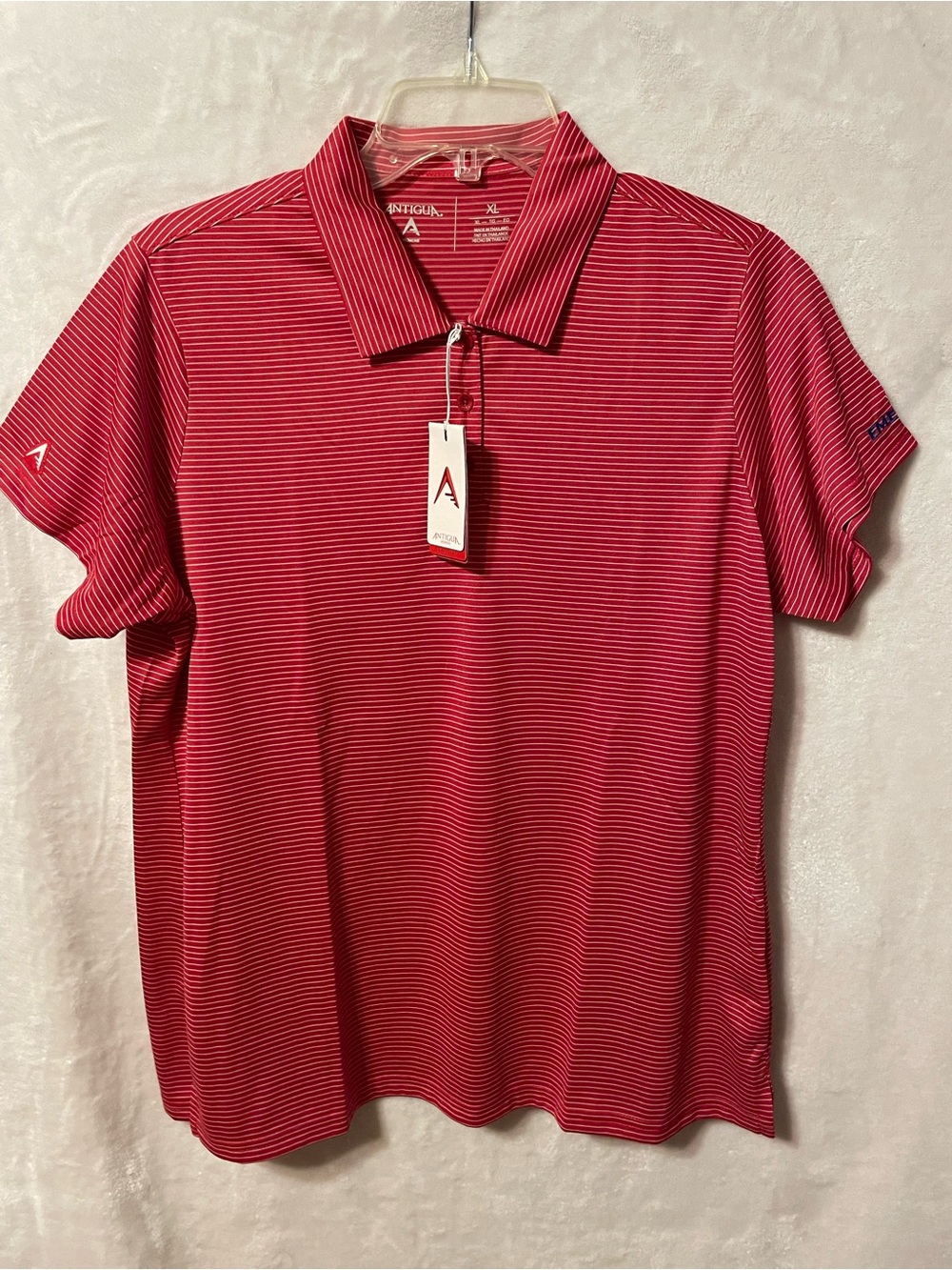 NWT Antigua women’s Red Striped Polo size extra large